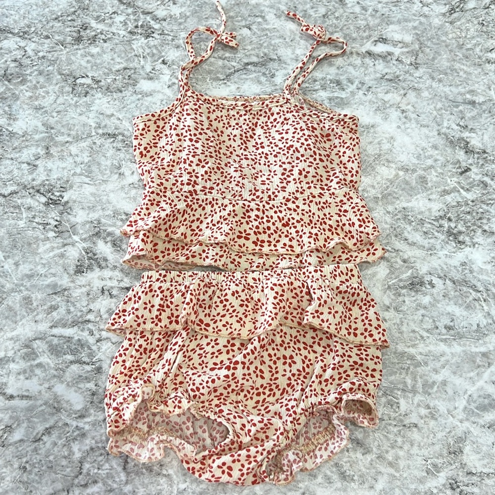 Toddler Tan & Red 2 Piece Summer Set